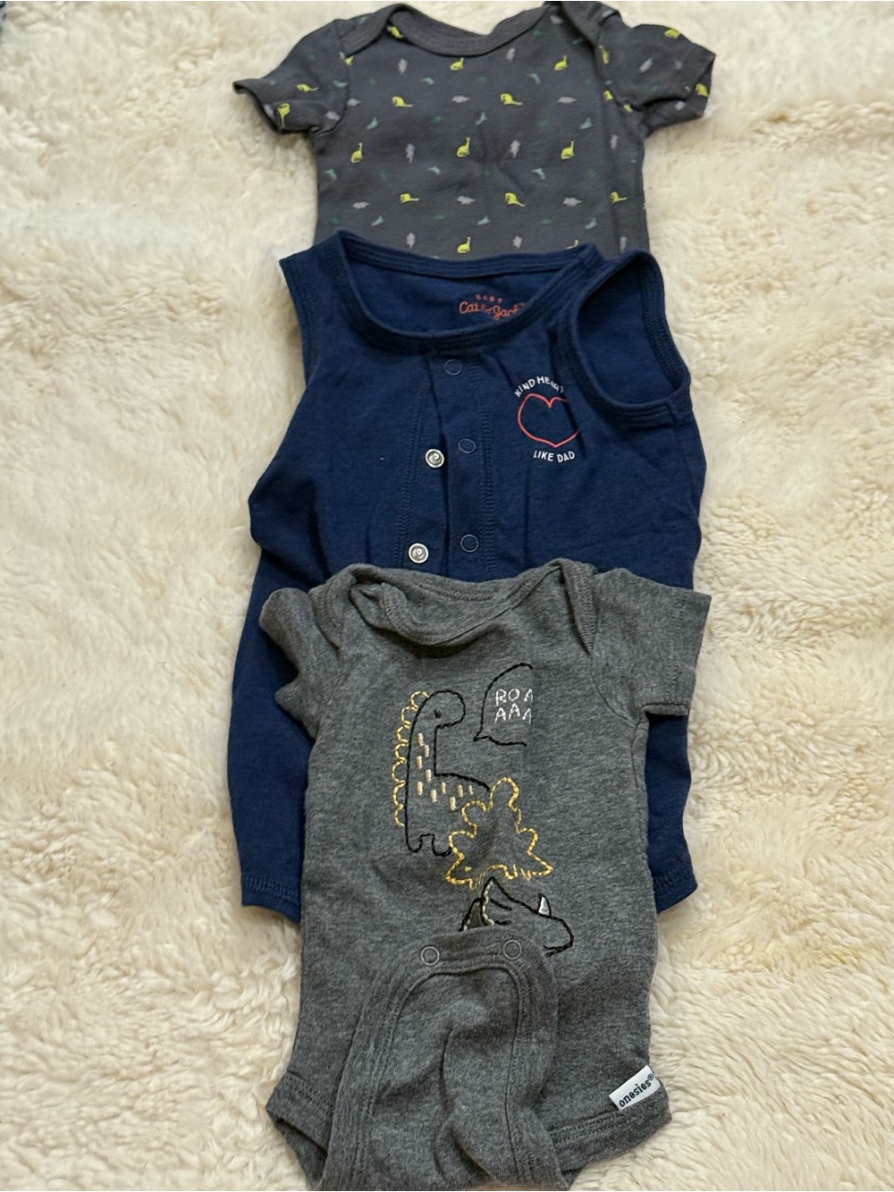 Cat & Jack Navy, Gray & Charcoal Baby Matching Onesie Set